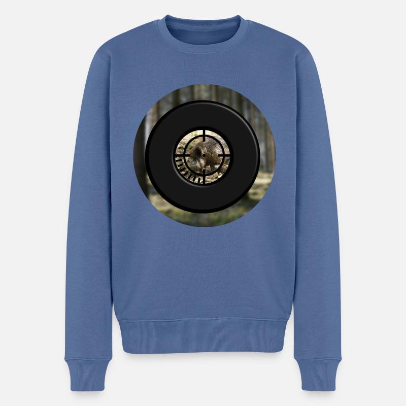 Ein Keiler durch das Zielfernrohr - Männer Premium Bio Pullover - Taubenblau