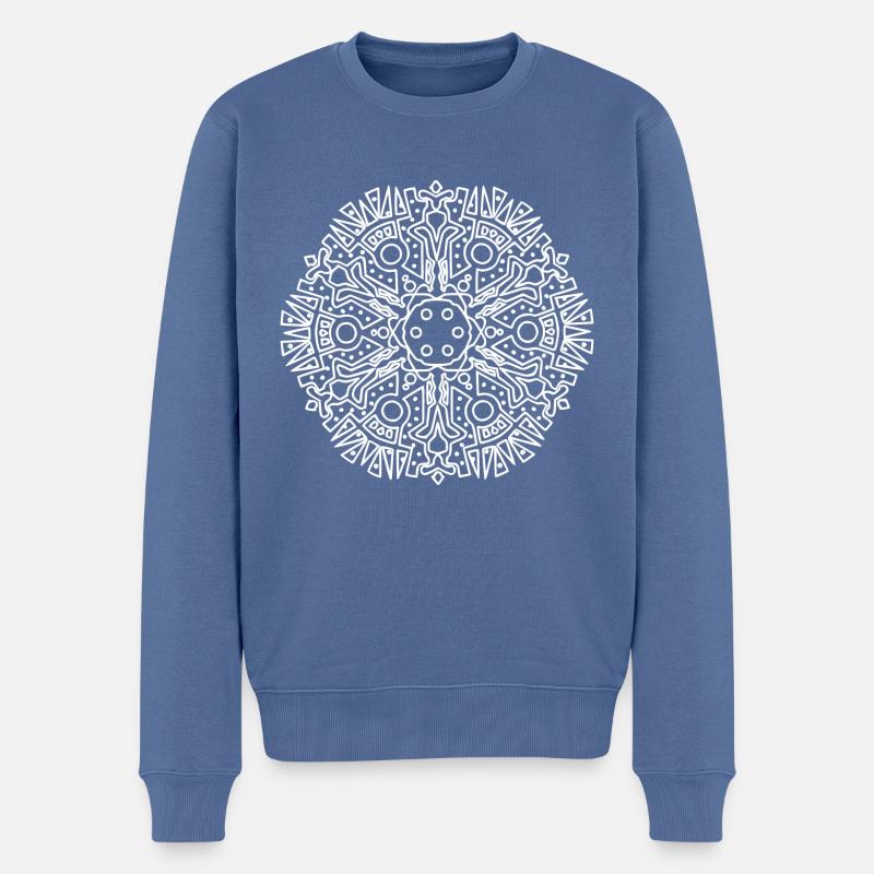 maya pattern - Männer Premium Bio Pullover - Taubenblau