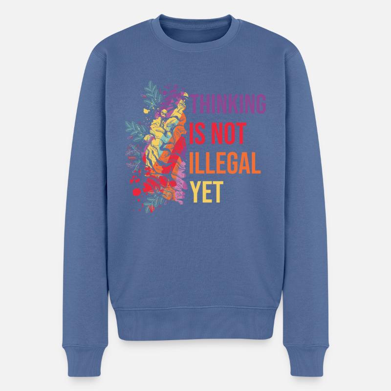 Thinking Is Not illegal yet Vintage Brain Sprüche - Männer Premium Bio Pullover - Taubenblau