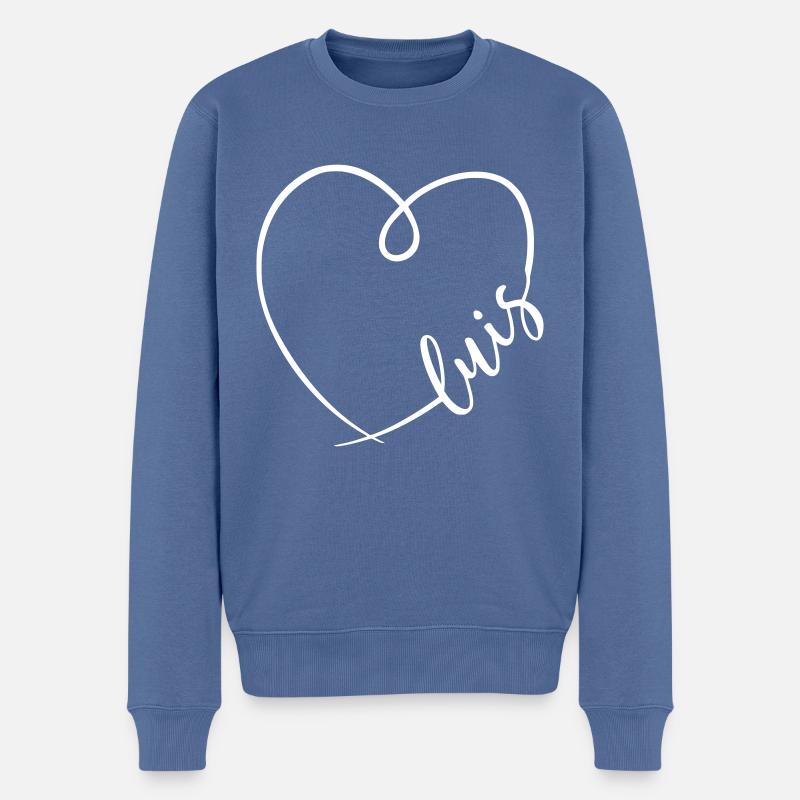 Luis Nom Calligraphie Coeur - Pull Premium bio Homme - bleu pigeon