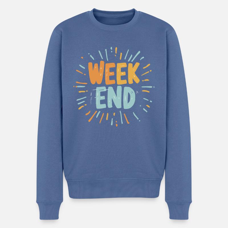 Week-end - Pull Premium bio Homme - bleu pigeon