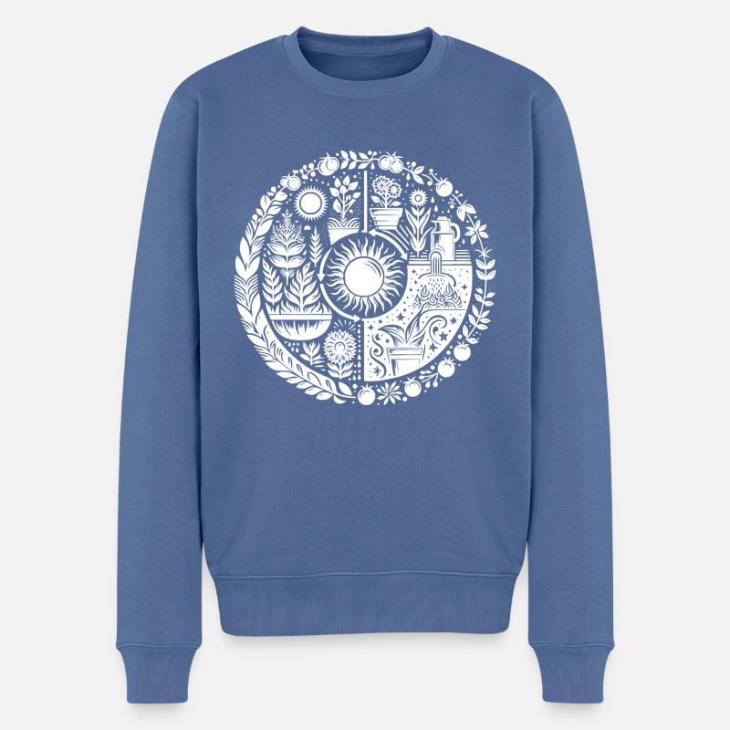 Permakultur Kreislauf - Männer Premium Bio Pullover - Taubenblau