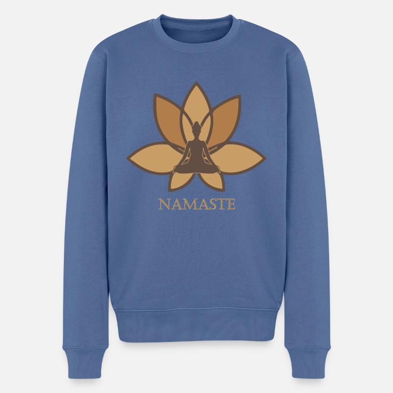 Namaste, Lotusblüte - Männer Premium Bio Pullover - Taubenblau