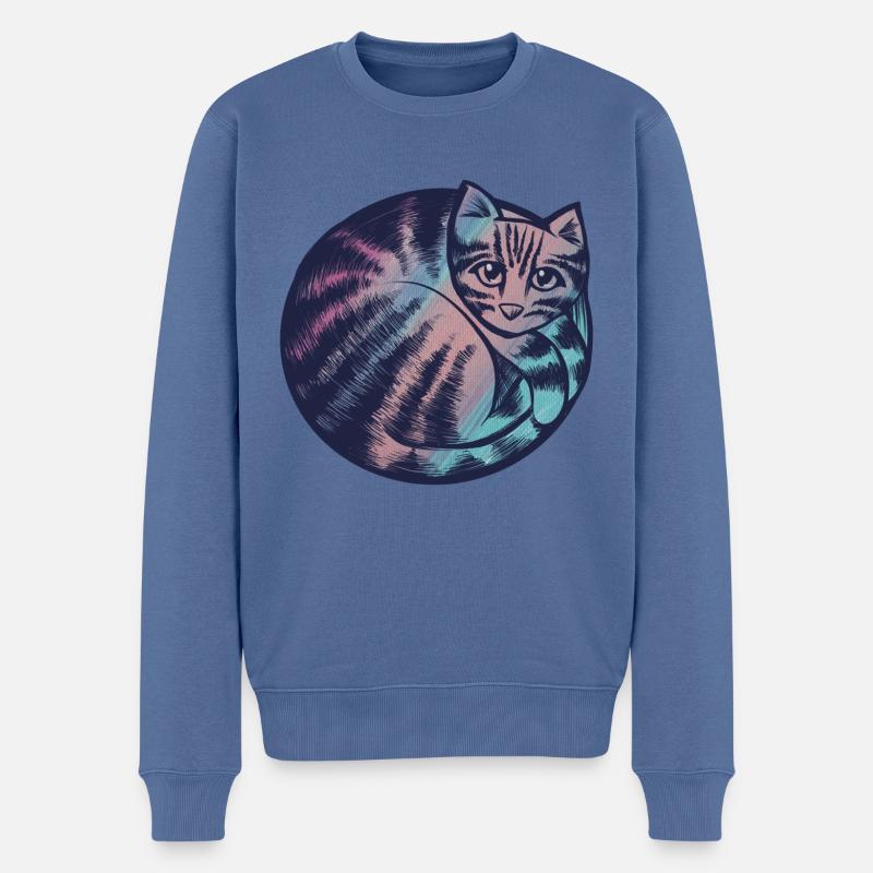Kitty Cat Blues - Männer Premium Bio Pullover - Taubenblau