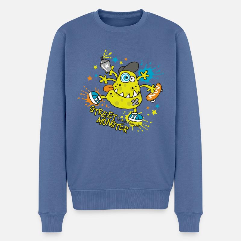 Street Monster - Männer Premium Bio Pullover - Taubenblau