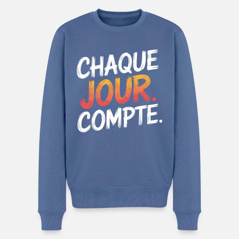 Chaque jour compte - Pull Premium bio Homme - bleu pigeon