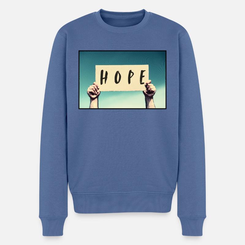 Schild - Hoffnung - Männer Premium Bio Pullover - Taubenblau