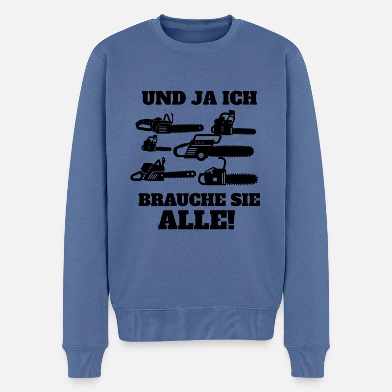 Lustiges Kettensägen Geschenk - Männer Premium Bio Pullover - Taubenblau