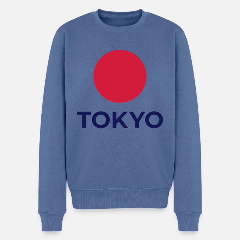 Tokyo - Männer Premium Bio Pullover - Taubenblau