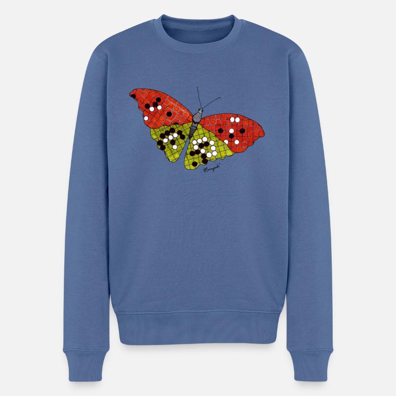 Go Schmetterling - Männer Premium Bio Pullover - Taubenblau