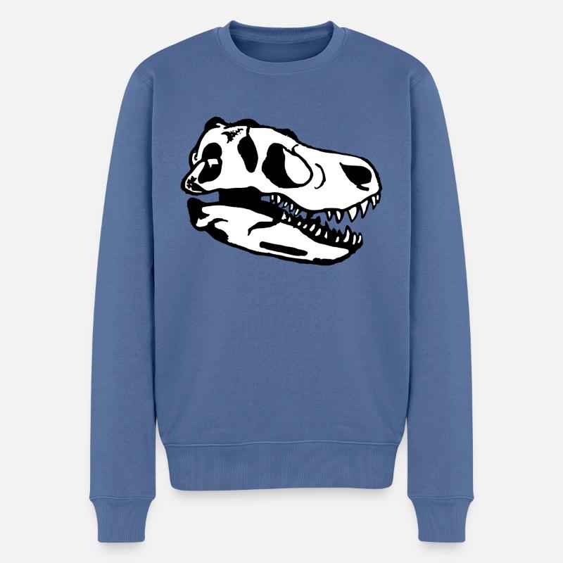 Dino Kopf - Männer Premium Bio Pullover - Taubenblau