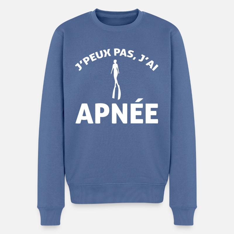 J PEUX PAS J AI APNEE - Pull Premium bio Homme - bleu pigeon