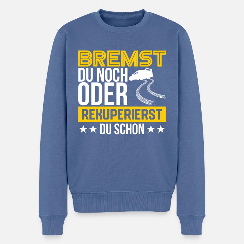 E-Auto Geschenk - Männer Premium Bio Pullover - Taubenblau