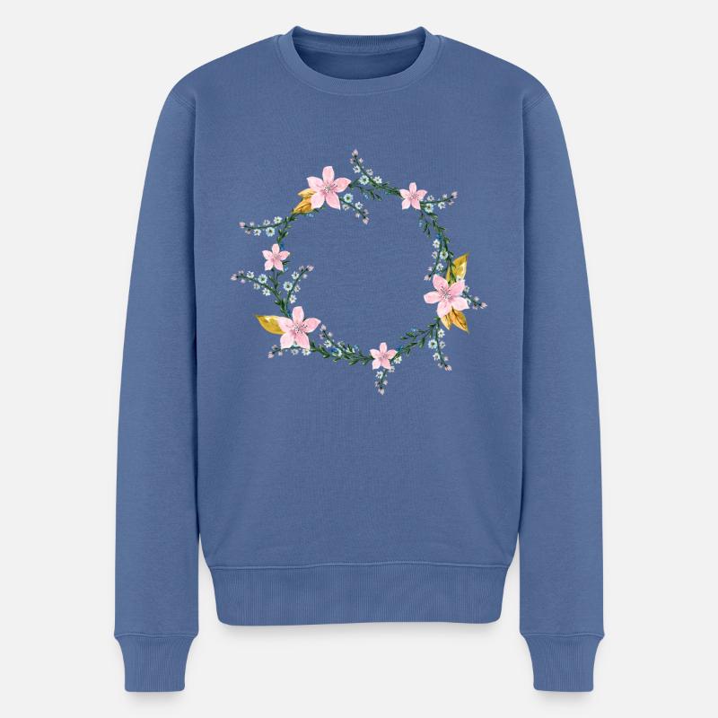 Blumen - Männer Premium Bio Pullover - Taubenblau