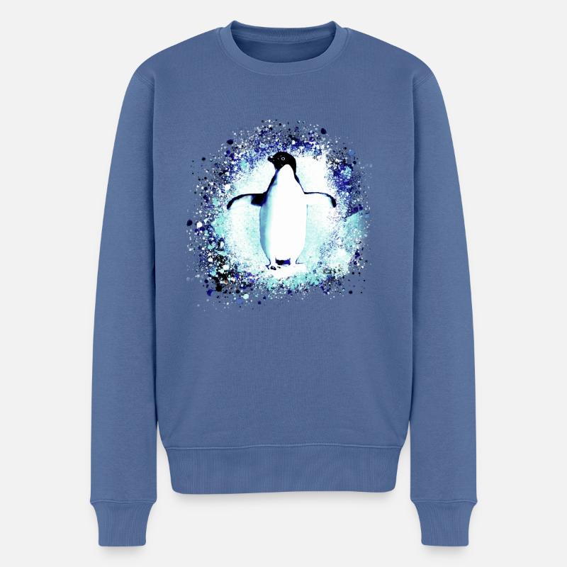 Pinguin,königspinguin, Graffiti,blau, schnee - Männer Premium Bio Pullover - Taubenblau