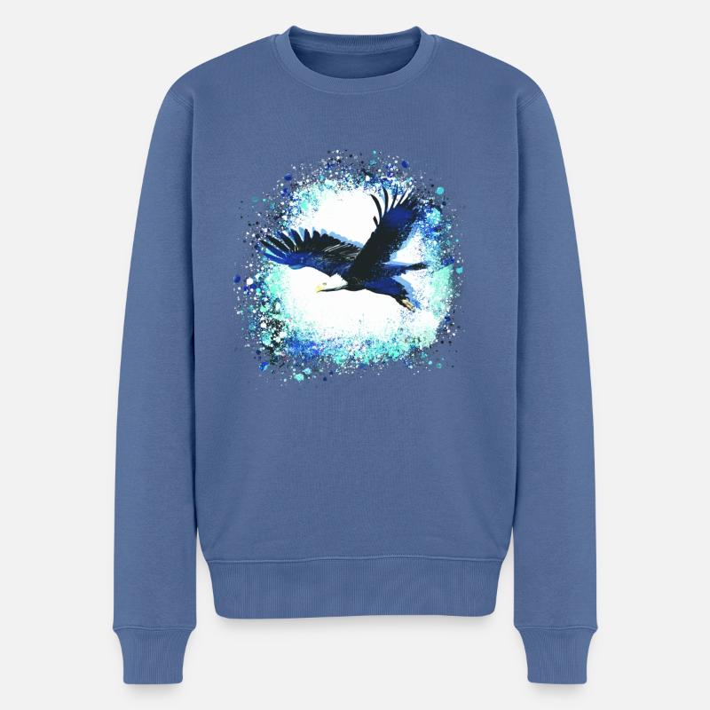 Aigle,bleu clair,voler, illustration,oiseau, menthe - Pull Premium bio Homme - bleu pigeon