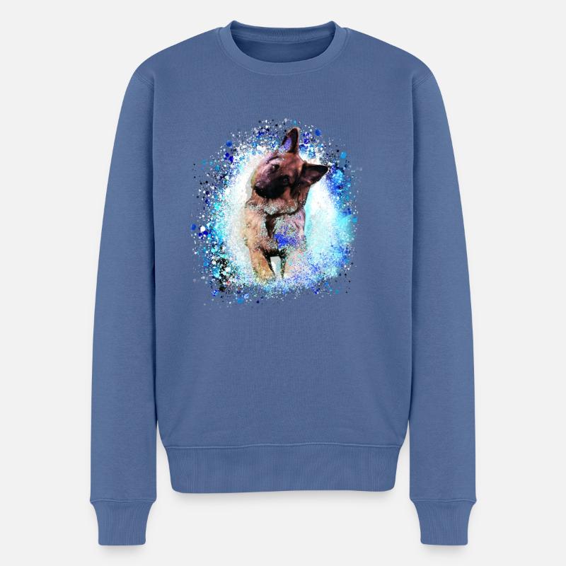 schäferhund ,hund,graffiti, deutscher schäferhund, - Männer Premium Bio Pullover - Taubenblau