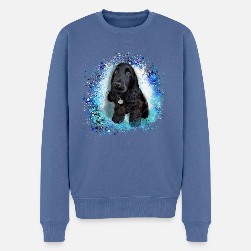 cockerspaniel ,schwarz,graffiti,malerei,blau,welpe - Männer Premium Bio Pullover - Taubenblau