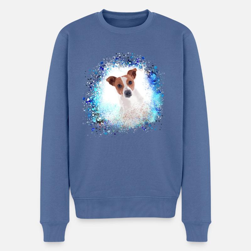 russel terrier, terrier, Jack Russell Terrier,bleu - Pull Premium bio Homme - bleu pigeon