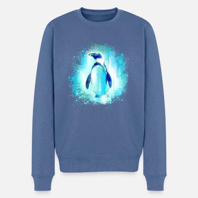 pinguin,blau,malerei,bunt,aquarell,graffiti - Männer Premium Bio Pullover - Taubenblau