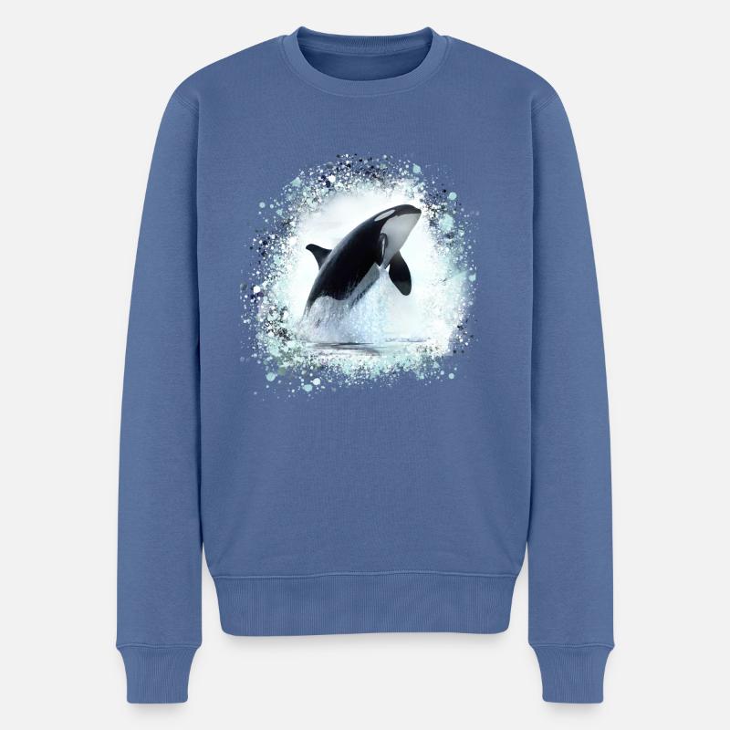 wal,poisson,peinture,graffiti,bleu,mer,épaulard - Pull Premium bio Homme - bleu pigeon