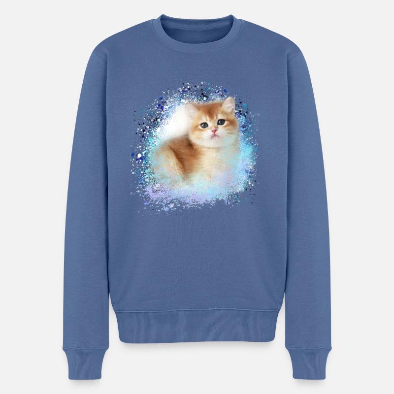 chaton, chaton, chaton, graffiti, peinture - Pull Premium bio Homme - bleu pigeon