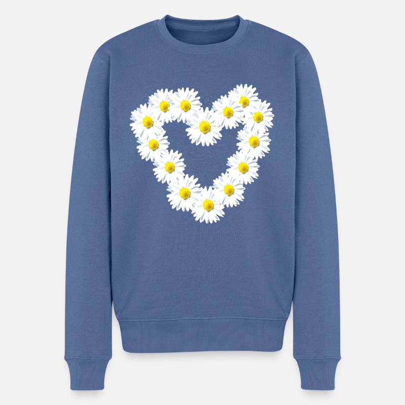 Herz Gänseblume Gänseblümchen Herzlich - Männer Premium Bio Pullover - Taubenblau