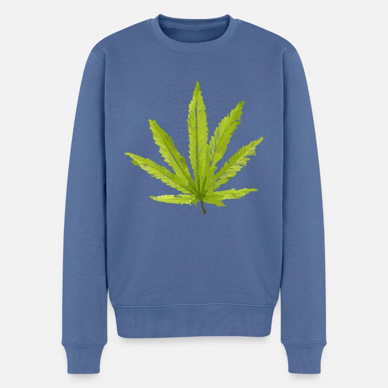 Hanfblatt - Männer Premium Bio Pullover - Taubenblau