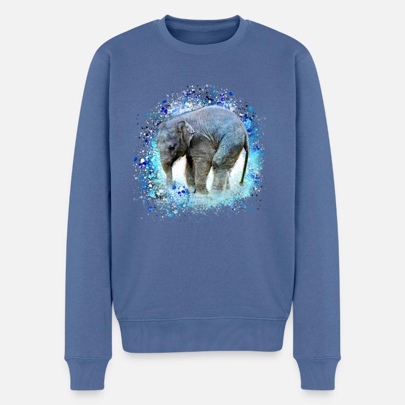 babyelefant,elefant,graffiti,blau,malerei - Männer Premium Bio Pullover - Taubenblau