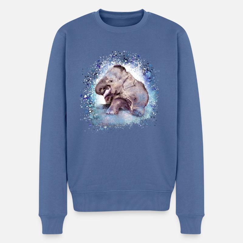 babyelefant,elefant,graffiti,blau,malerei - Männer Premium Bio Pullover - Taubenblau