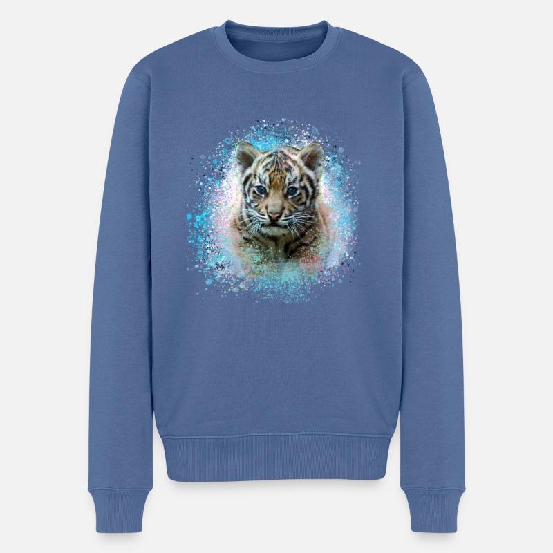 tigerbaby,tiger,blau,graffiti,malerei - Männer Premium Bio Pullover - Taubenblau