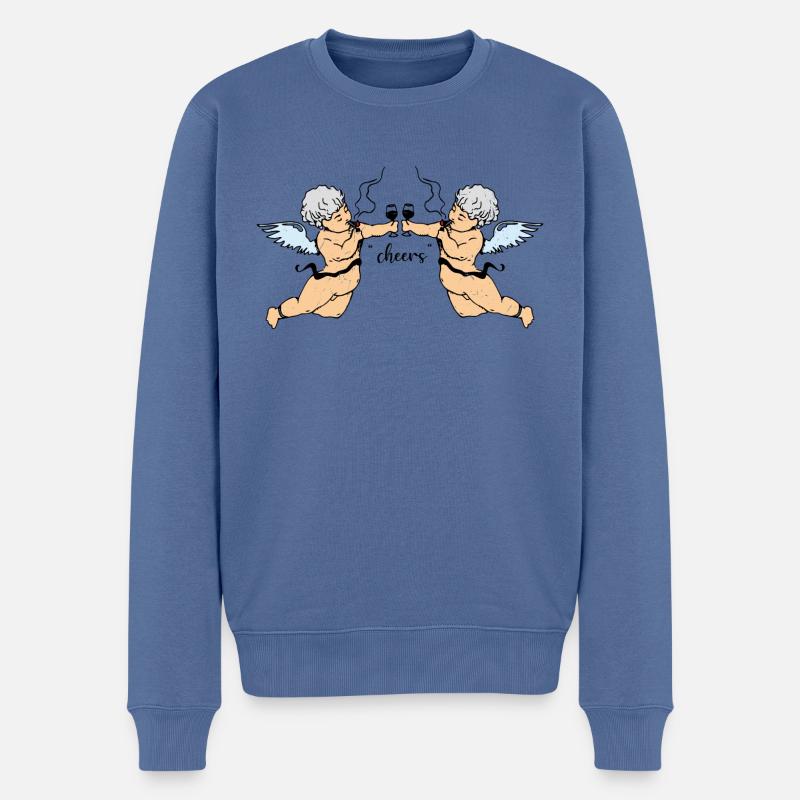 Anges toast, Acclamations - Pull Premium bio Homme - bleu pigeon