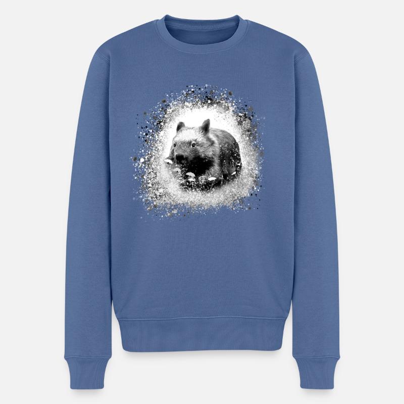 wombat,grau,aquarell, kunst,malerei,graffiti - Männer Premium Bio Pullover - Taubenblau