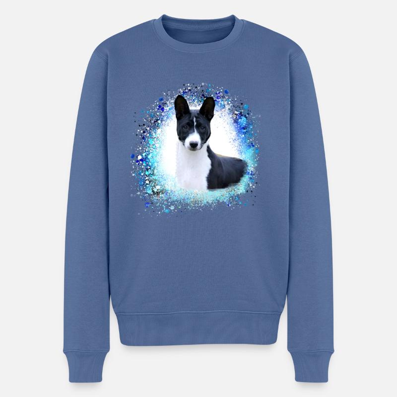 basenji,hund,graffiti,malerei - Männer Premium Bio Pullover - Taubenblau