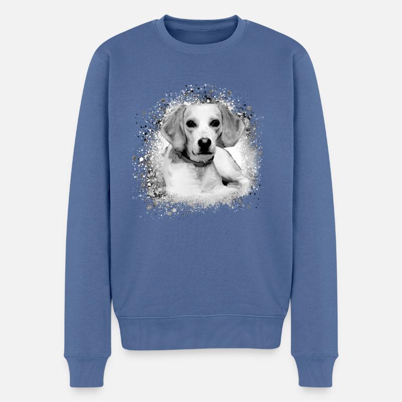 Harrier,Chien,Beagle,Graffiti,Peinture - Pull Premium bio Homme - bleu pigeon