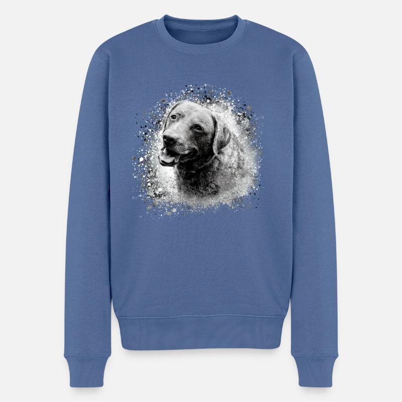 Chesapeake Bay Retriever,Retriver,Chien,Peinture - Pull Premium bio Homme - bleu pigeon
