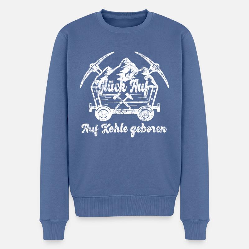 Bergbau alte Lore - Männer Premium Bio Pullover - Taubenblau