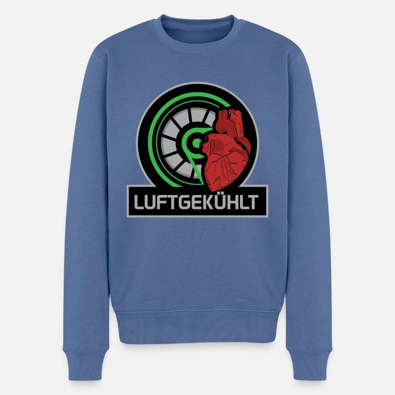 Luftgekühlt Herz - Männer Premium Bio Pullover - Taubenblau