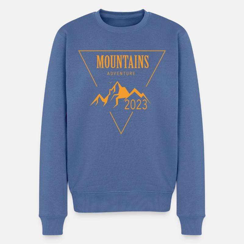 Mountains Adventure - Männer Premium Bio Pullover - Taubenblau