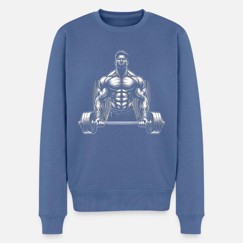 Bodybuilder - Pull Premium bio Homme - bleu pigeon