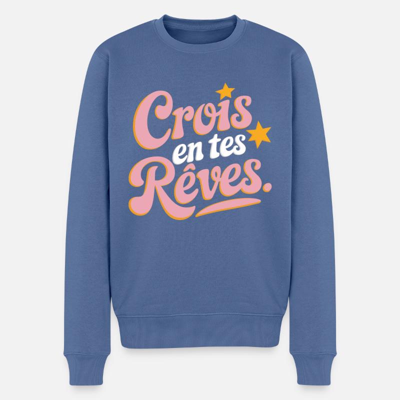 Crois en tes rêves - Pull Premium bio Homme - bleu pigeon