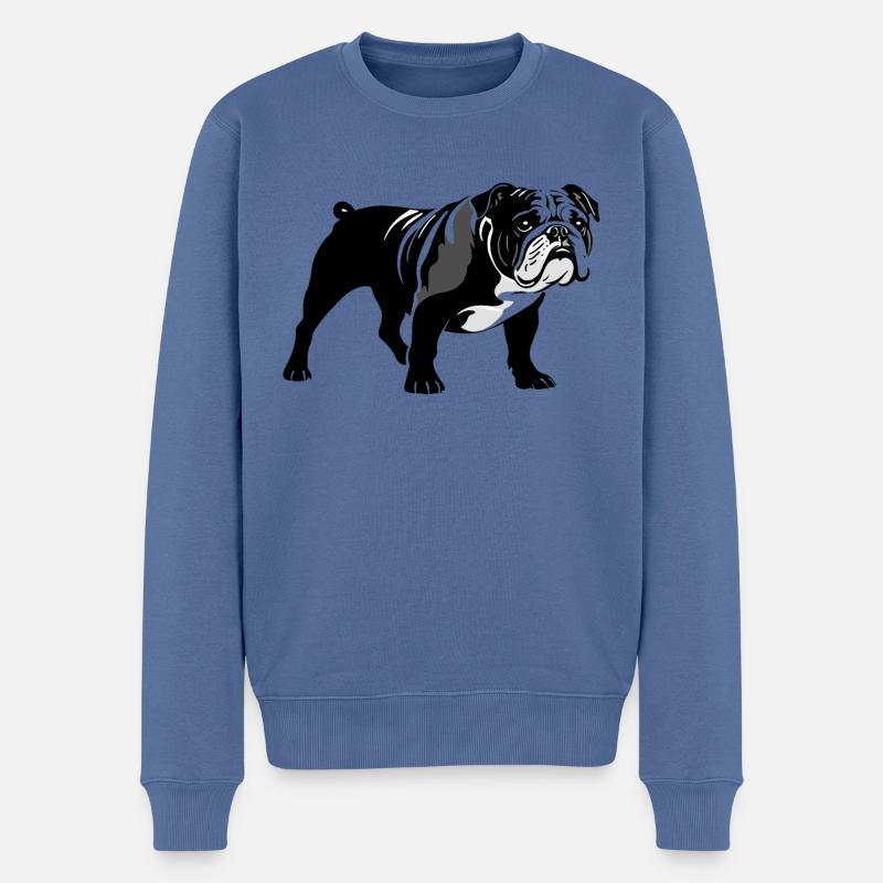 Bulldog - Pet Sticker - Männer Premium Bio Pullover - Taubenblau