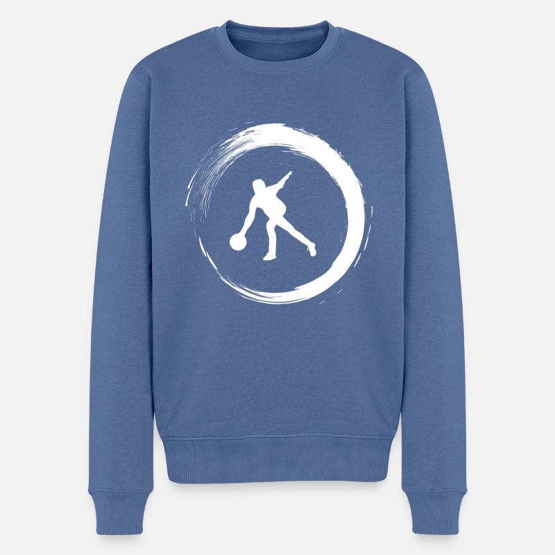 Bowling - Männer Premium Bio Pullover - Taubenblau
