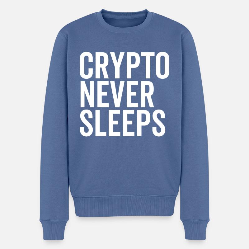Crypto schläft nie - Männer Premium Bio Pullover - Taubenblau