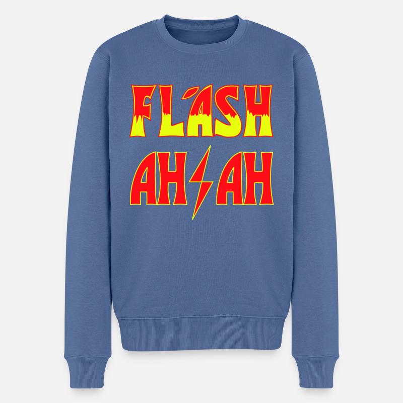 Flash – ah ah - Männer Premium Bio Pullover - Taubenblau