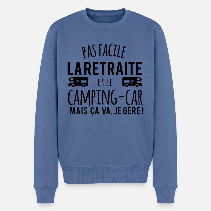 Retraite Camping car c'est chouette - Pull Premium bio Homme - bleu pigeon
