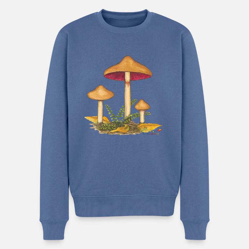 Blutblättriger Hautkopf - Männer Premium Bio Pullover - Taubenblau