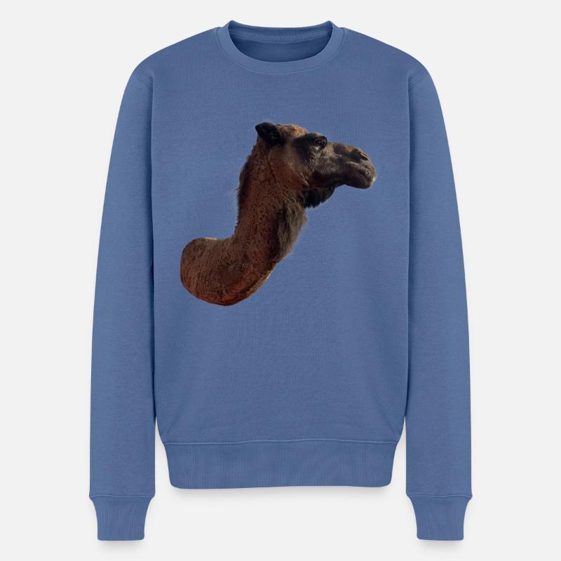 Kamel - Männer Premium Bio Pullover - Taubenblau