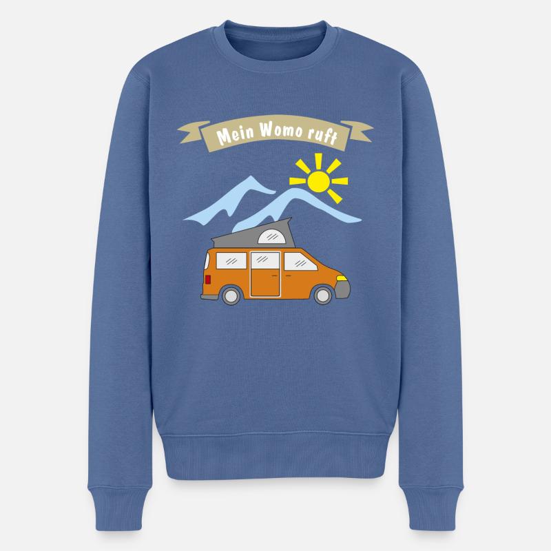 womo ruft - Männer Premium Bio Pullover - Taubenblau