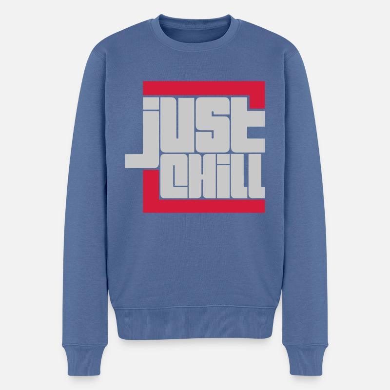 Citez le logo Just Chill - Pull Premium bio Homme - bleu pigeon